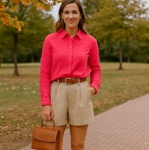 ❤️Pink Cotton Button Up